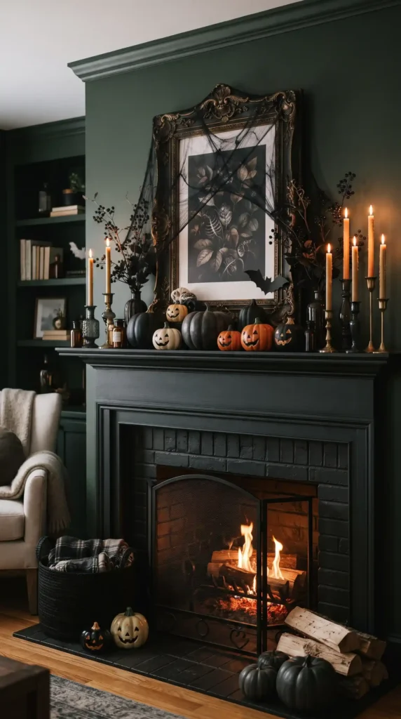 Halloween_fireplace_mantel_display_