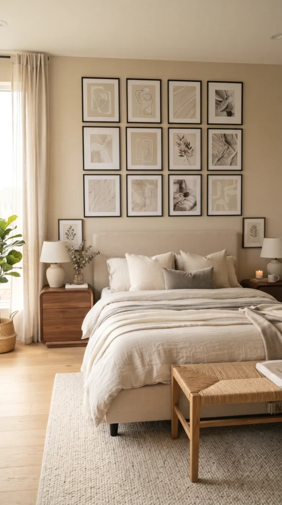 Modern_bedroom_gallery_wall_