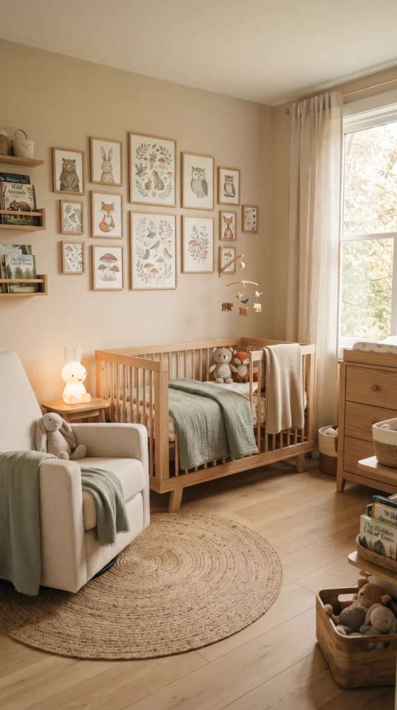 Nursery_with_woodland_wall_art_