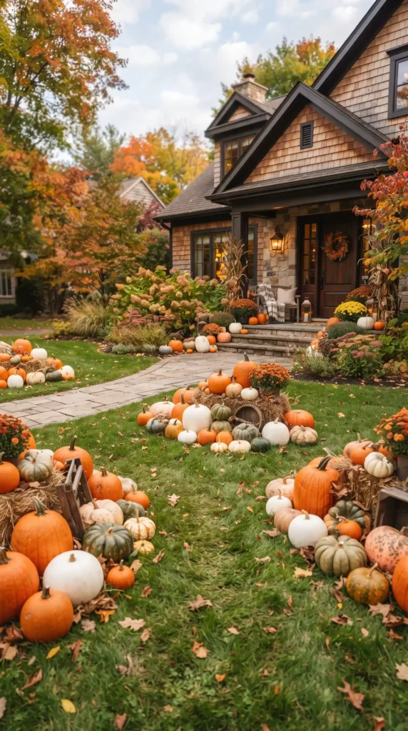 Pumpkins_arranged_on_green_lawn