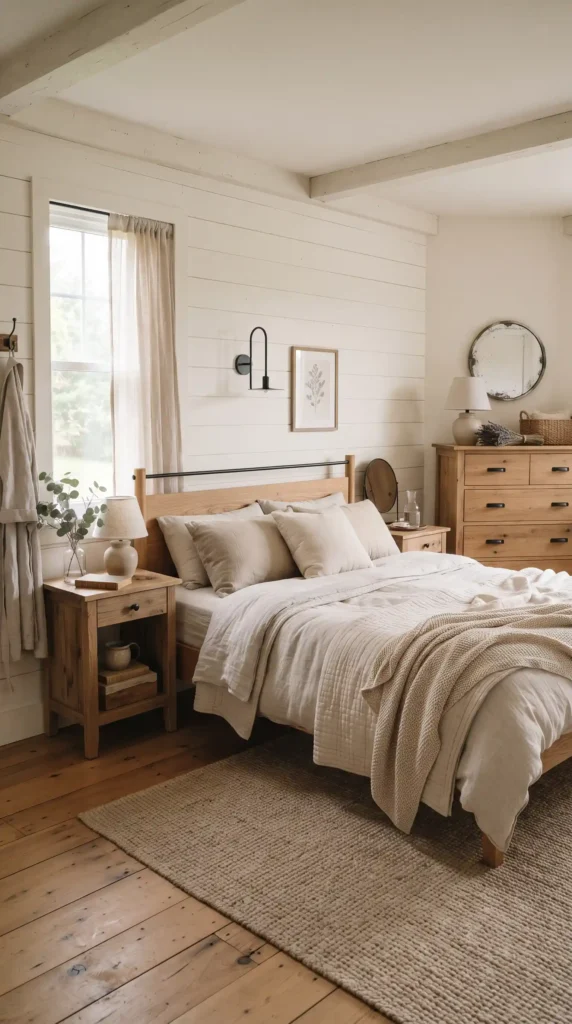 Farmhouse_bedroom_with_wooden_bed_
