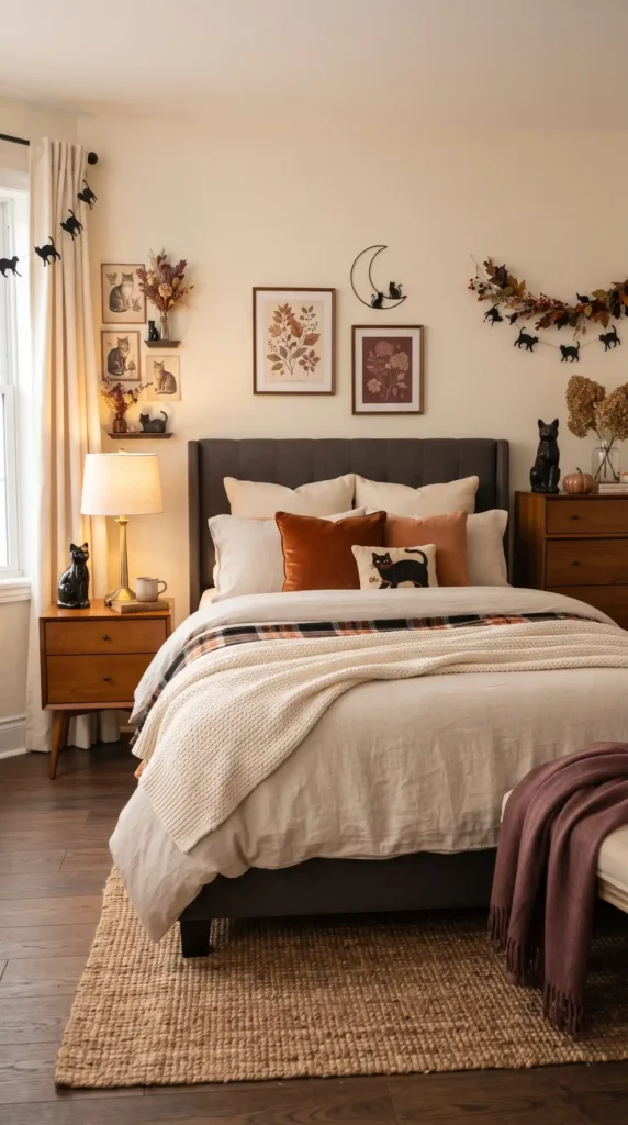 Halloween_bedroom_with_black_cat_