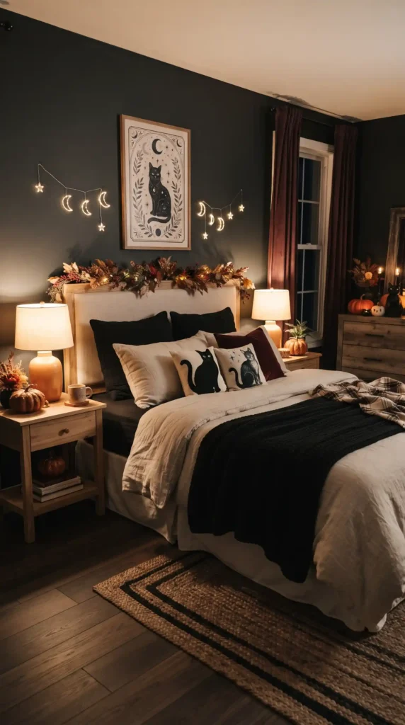 Halloween_bedroom_with_cat_decor_